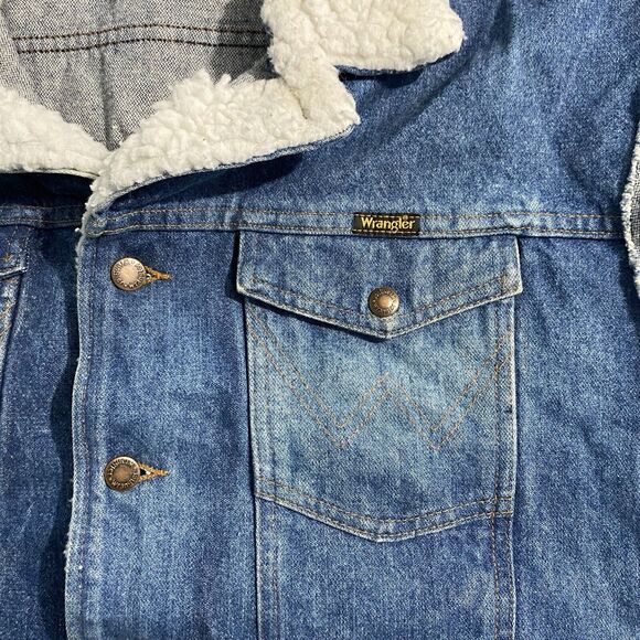 Wrangler Sherpa Collar Blue Denim Vest Men's XXL Western Cowboy Rodeo - Picture 3 of 7